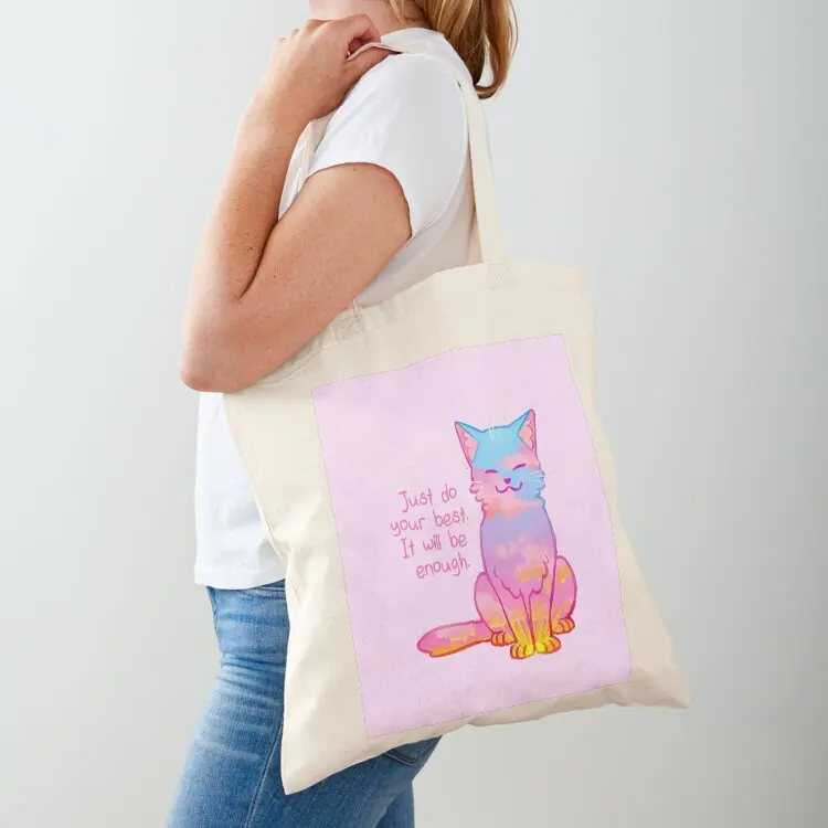 

Your Best Is Enough Sunset Cat Tote Bag hand bags tote bag canvas hand bag female