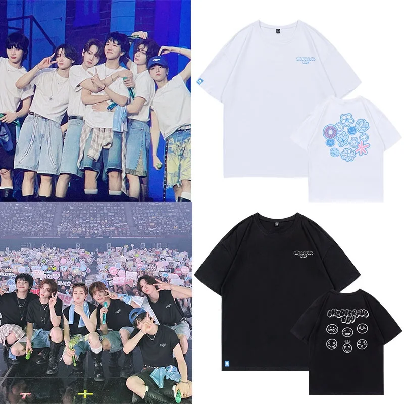 

Boynextdoor 2024fm Concert Loose Fit Pure Cotton round Ne ort Sve T-irt Youthful Printed Casual Top for Teens