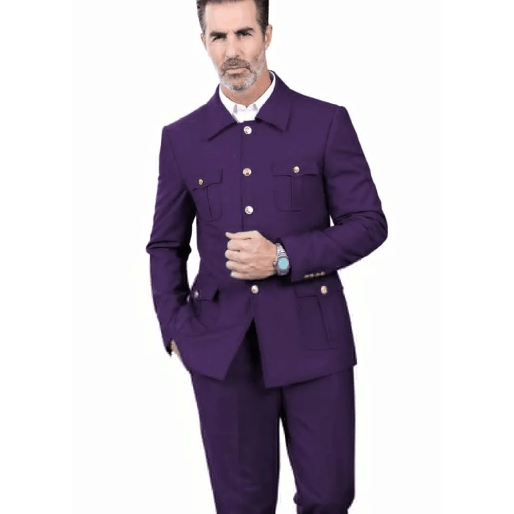 

Purple Men Suits Single Breasted 2 Pieces Jacket Pant Formal Occasion Collar Special Male Clothing Luxury 2025 Popular