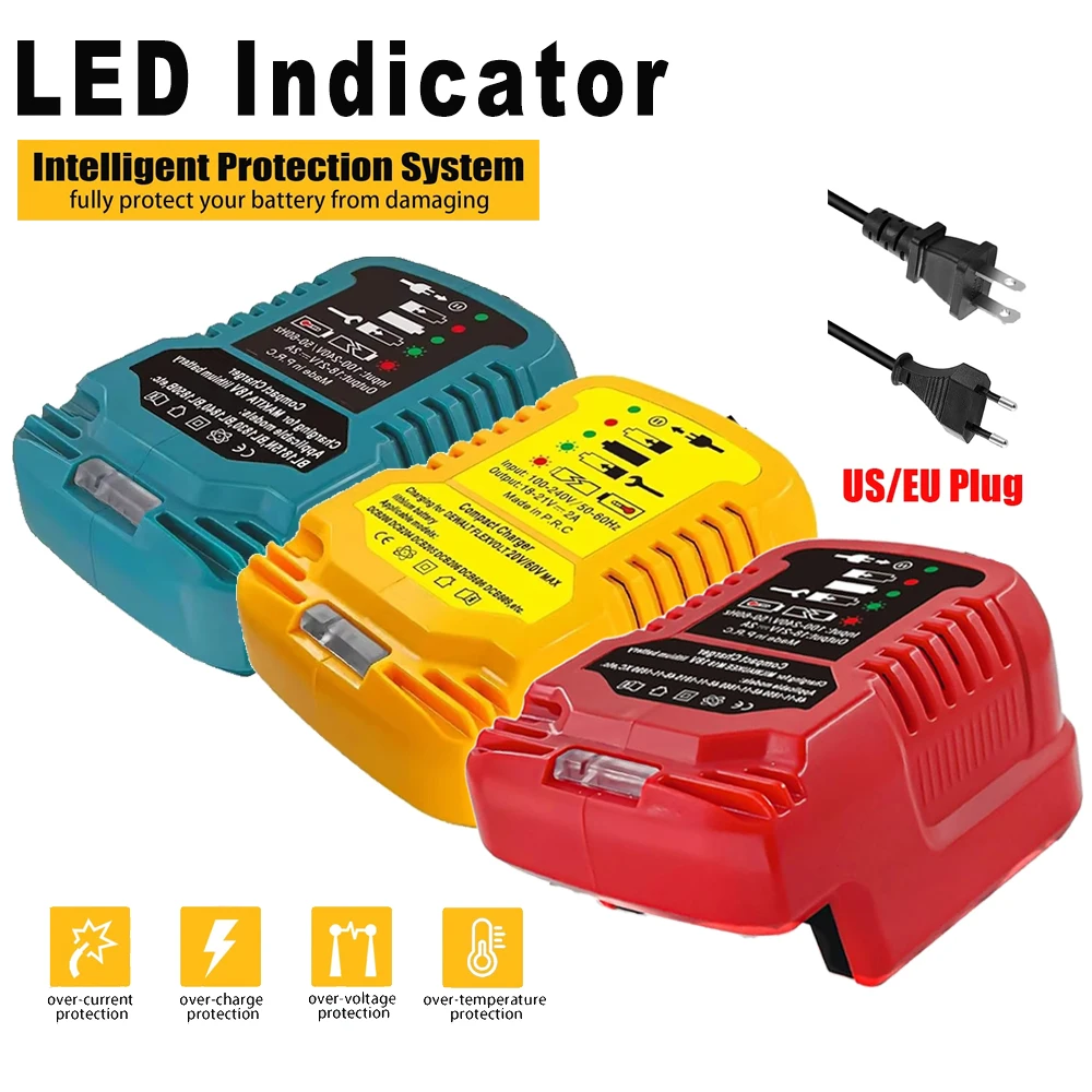 

DC18RC 18-вольтовое зарядное устройство для литиевой батареи, замена для Makita/Milwaukee/Dewalt 18 В, литий-ионная батарея, мини-компактная зарядка