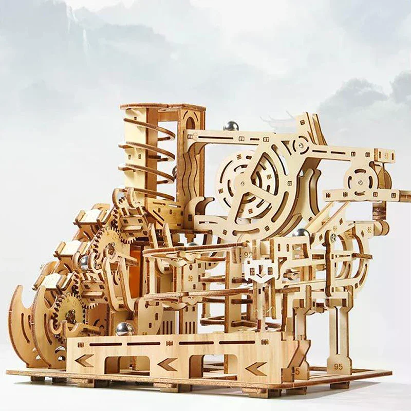 

Набор 3D для детей, мраморный бег, деревянная спиральная доска, дорожные пазлы, электрическая катапульта, трековое устройство, механическая модель, сборка, подарок