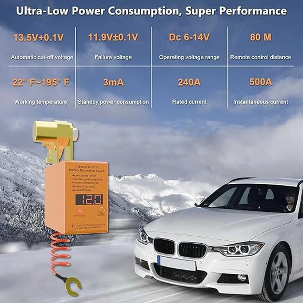 1 Set 12V 24V Car Battery Disconnect Switch Remote Control With LED Display For Truck Battery Switch