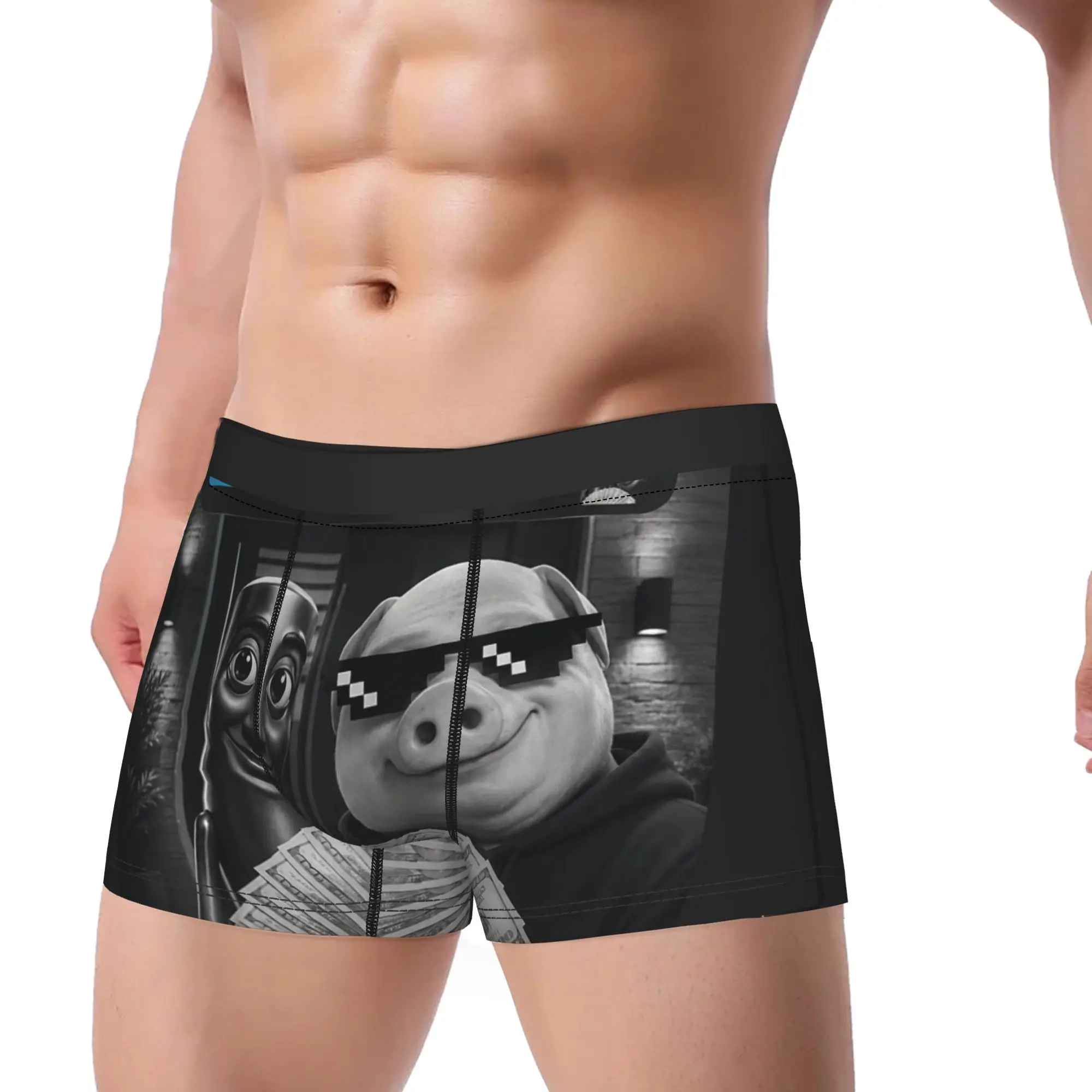 Tung Tung Tung Sahur John Pork Meme Brainrot Underwear  Male Panties Custom DIY Soft Trend Trunk Quality Boxer Brief Plus Size