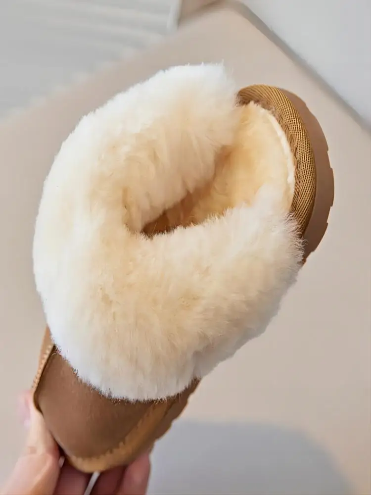 2024 New Simple Girls Slipper Elastic Band Fashion Kids Toes Wrapped Winter Warm Boys Children Cotton Shoes Casual Non-slip Cute