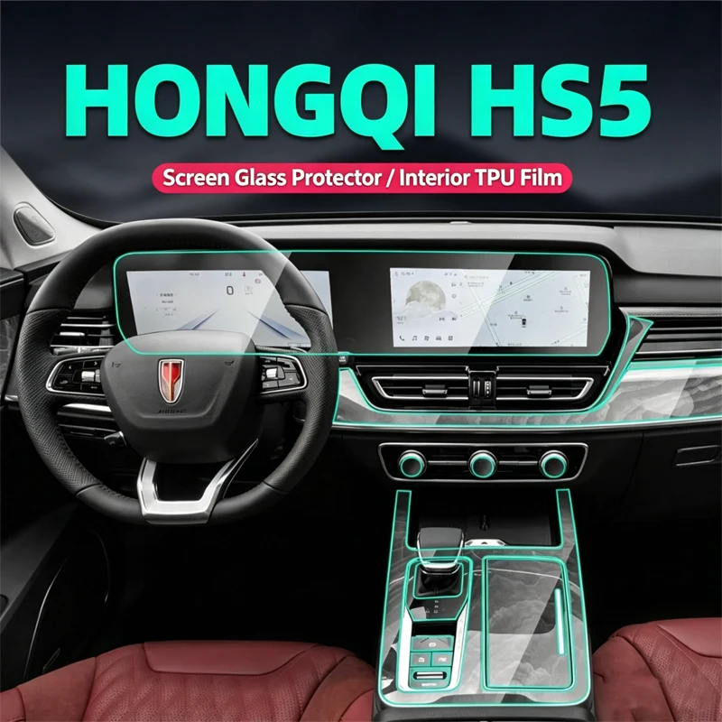 

Anti-Scratch TPU Car Interior Protective Film for Hongqi HS5 2023 Self-Healing Clear Film Dashboard Screen Center Console Door
