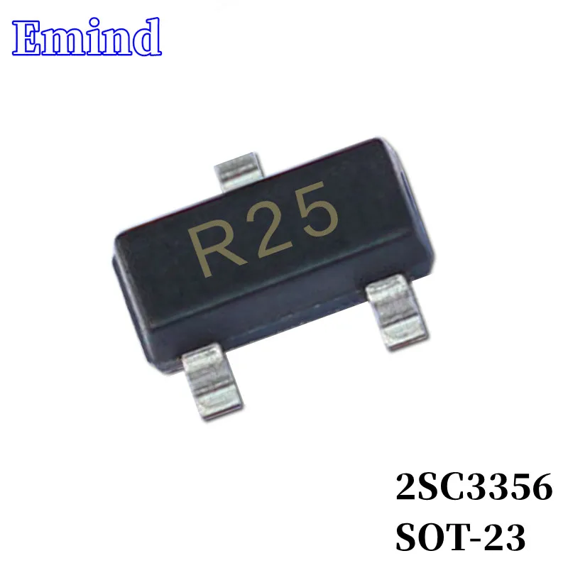 

100Pcs 2SC3356 SMD Transistor Footprint SOT-23 Silkscreen R25 Type NPN 12V/100mA Bipolar Amplifier Transistor