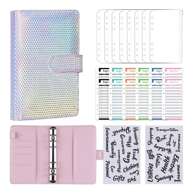 

A6 Money Budget Ring Binder,Cash Stuffing Budget Wallet Planner Binder With Cash Envelope, Money Folder Wallet Organiser