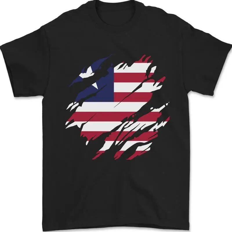 Zerrissen Liberia Flagge Liberianische Tag Fußball Herren 100% Cotton T shirt