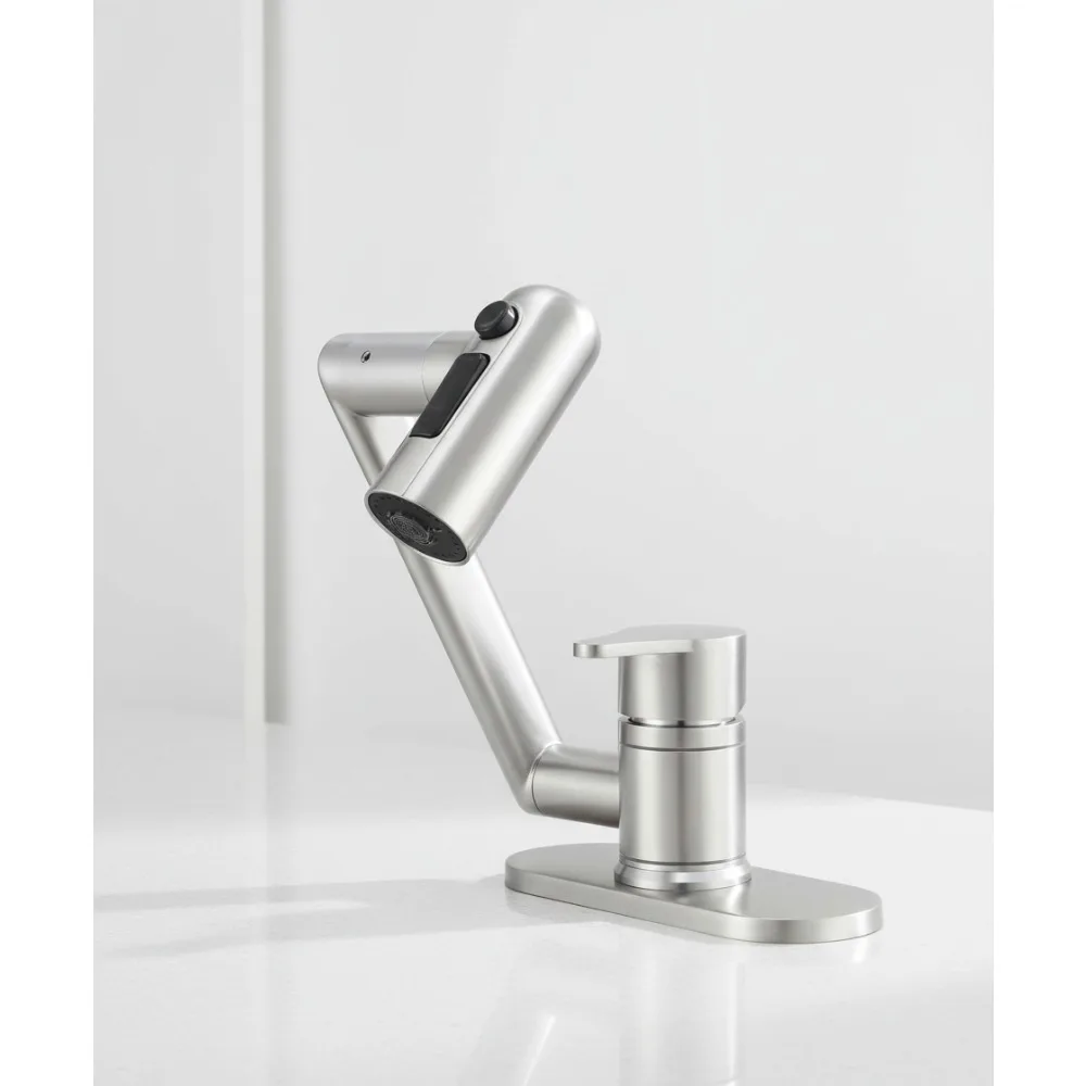 

1080° Swivel Bathroom Faucet, Multi-Function Lavatory Sink for RV Boat Marine Vanity, Durable Nickel Brushed Finish