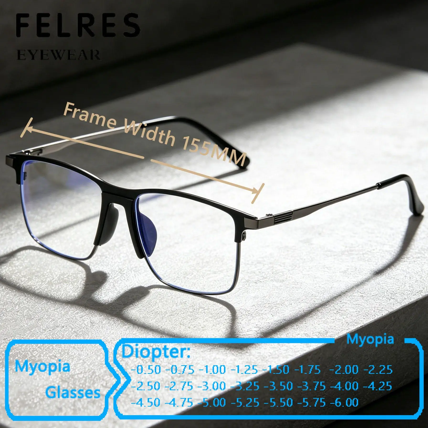 155mm-alloy-blue-light-blocking-large-frame-myopia-glasses-men-women-big-face-nearsighted-eyewear-negative-customize-lens