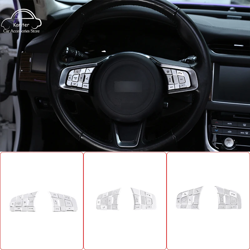 

Aluminum Alloy Car Steering Wheel Button Sequin Decorative Protection Sticker Accessories For Jaguar XE XF F-PACE E-PACE F-TYPE