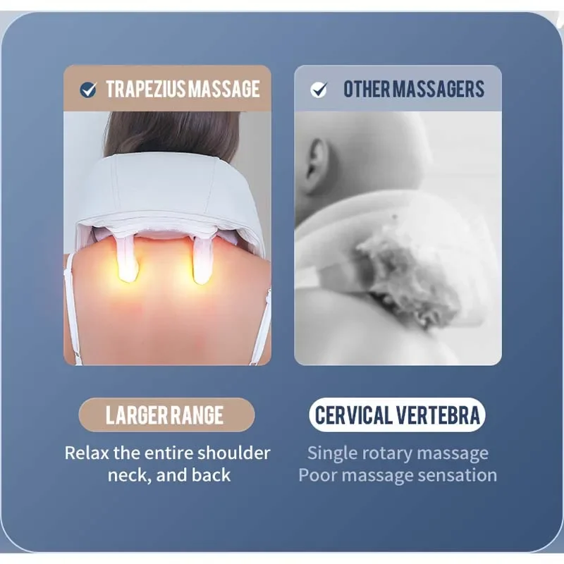 جهاز تدليك الرقبة مع وظيفة الضغط الساخن يسترخاء آلام عضلات الكتف والظهر، جهاز تدليك محمول للرقبة والأكتاف #4