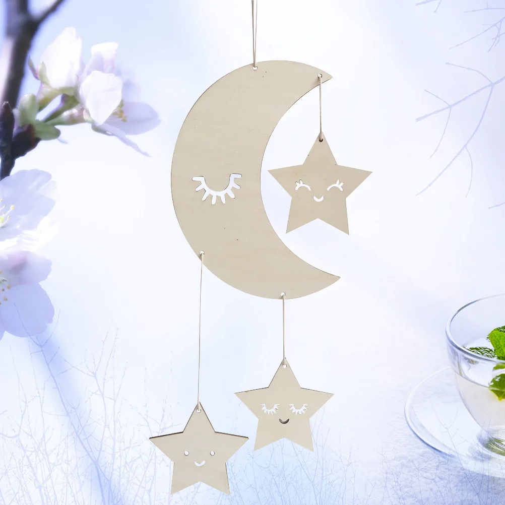 Moon Child Norse Decor and Stars Wall Wooden Decorations Design Photography Props Kids Ornamnets