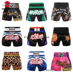 Muay Thai Shorts for Kids Adults MMA Boxing Shorts Embroidered Martial Arts Clothing Muay Thai Kickboxing Fight Training Shorts