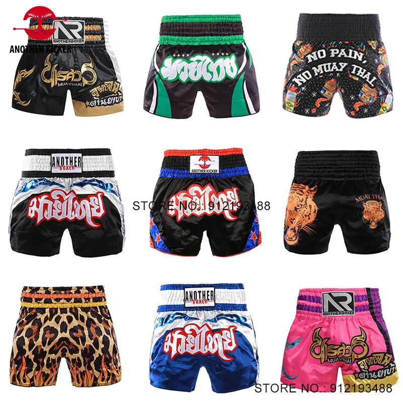 Muay Thai Shorts for Kids Adults MMA Boxing Shorts Embroidered Martial Arts Clothing Muay Thai Kickboxing Fight Training Shorts