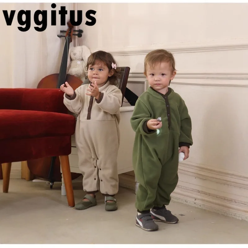 

New Baby Jumpsuit Cute One-Pieces Crawling Clothes for Autumn and Winter Boys Girls Fleece Warm Rompers Toddler Outer Wear A5294