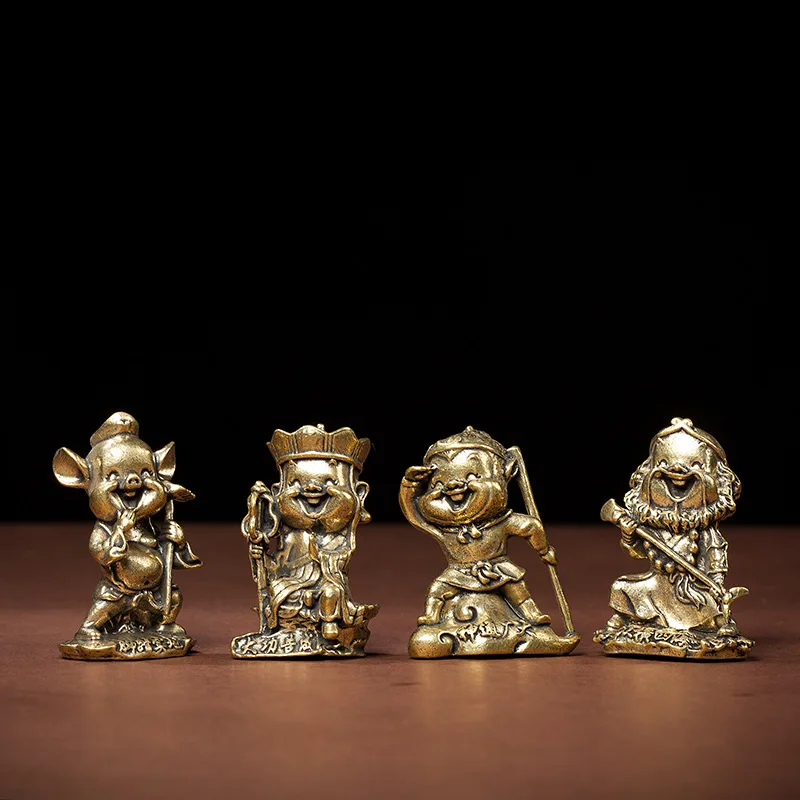 Exquisite Journey To The West Master and Apprentice Four Brass Handicrafts Desktop Ornament