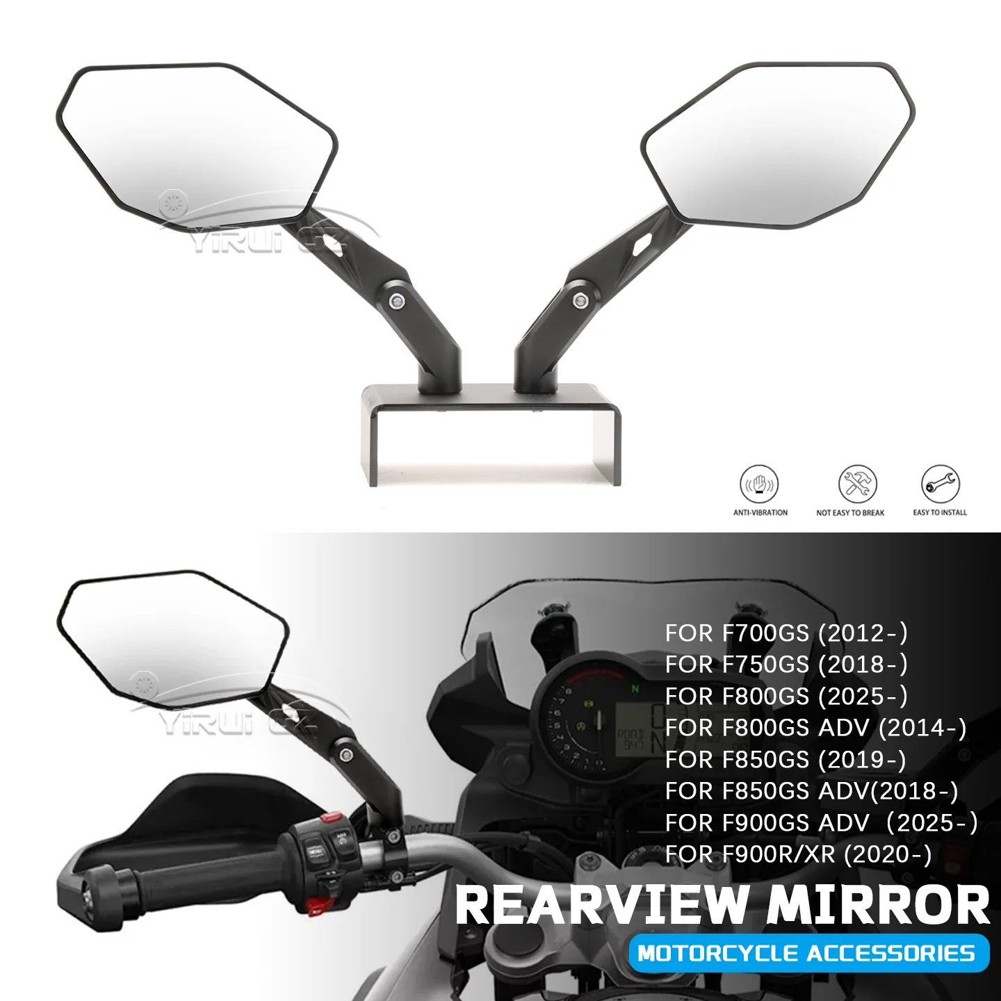 Motorcycle Accessories New CNC Aluminum Foldable Rearview Mirror Adjustable Side Mirror FOR BMW F700 750GS 800 850 900 ADV 900XR