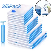 5/3PCS Vacuum Storage Bags Wardrobe Organizer for Clothing Pack Pouch Vacuum Sealing Clothes Space Saving Bags Bedding Blanket