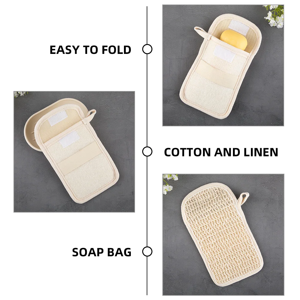 2 Pcs Soap Bag Portable Convenient Scrubber Pouch Multifunction Bags for Homemade Multi-function Cotton Linen Mesh