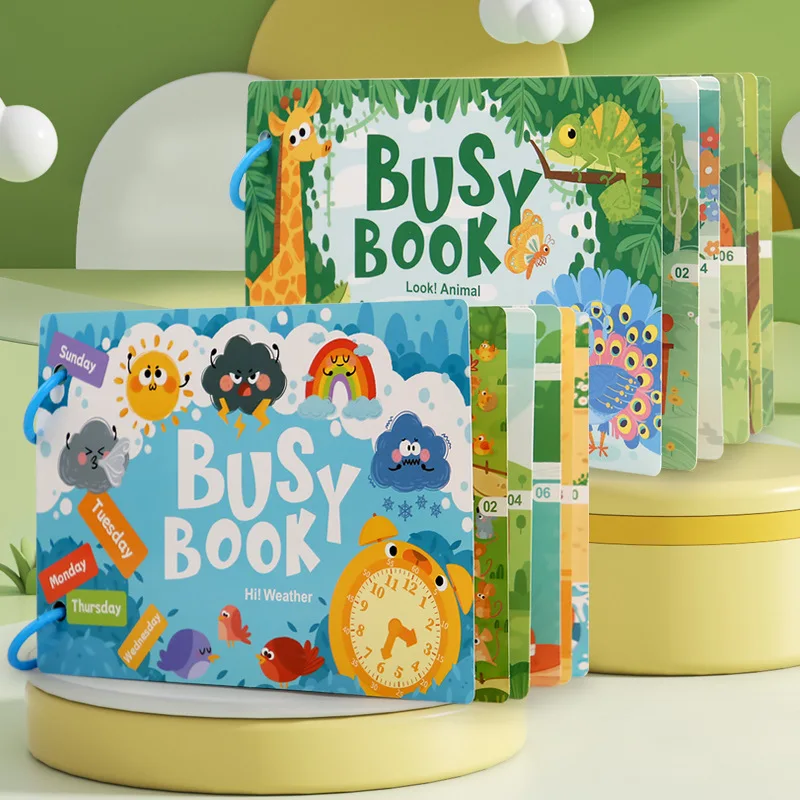 Montessori Busy Book Preschool Learning Tear Resistant Quiet Book With Hook Loop Stickers Alphabet Animal Number Stickers