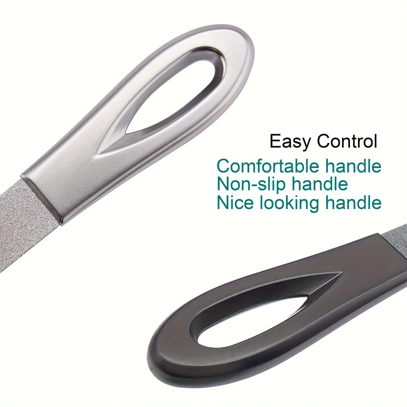 1 قطعة مبرد أظافر معدني مع حافظة، مبرد أظافر بسلسلة مفاتيح للأظافر الطبيعية، ملفات أظافر ماسية ذات طرف دائري من الفولاذ المقاوم للصدأ #3