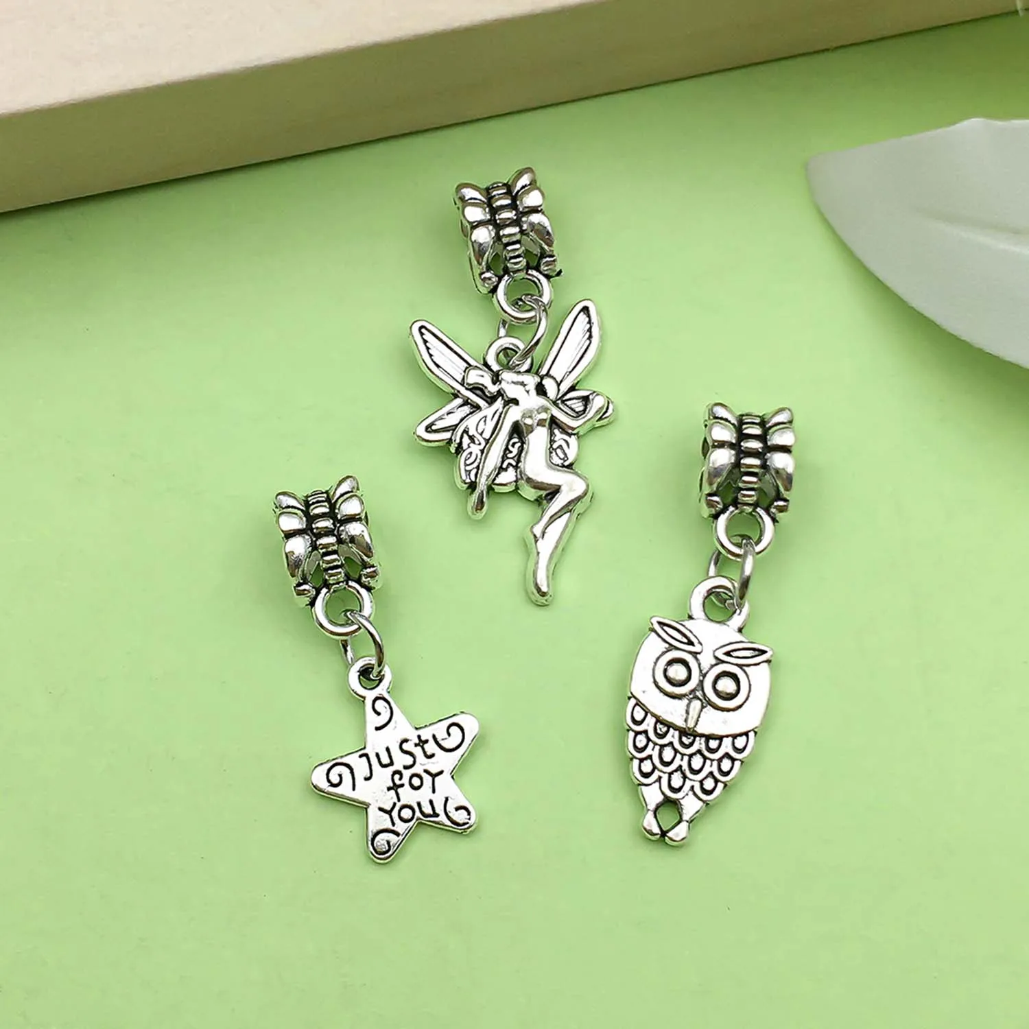10/15 Antique Silvery Various Styles large Hole Beads Charms Alloy Retro Pendants For DIY And Jewelry Making Accessories