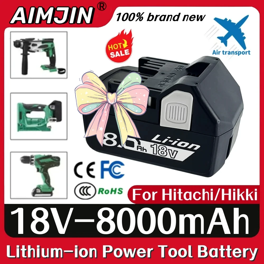 Rechargeable Battery Upgraded 18V 8.0ah Battery for Hitachi 18-Volt Tools BSL 1830C, BSL 1830, BSL 1815