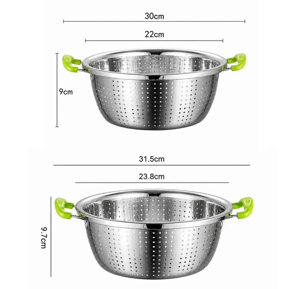 Durable Fine Mesh Kitchen Strainer Basket with Handle Quick Drain Drain Basket Stainless Steel Colander Kitchen Supply - view 6
