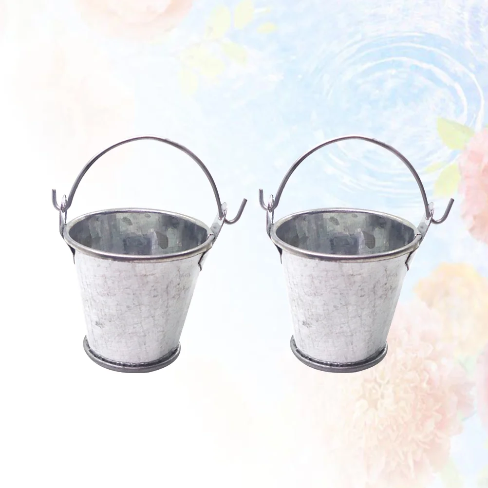 2 Pcs Miniature Ornament Bucket Model for Garden Kids Play House Accessories Toys Decorations DIY Gift Accessory Scene