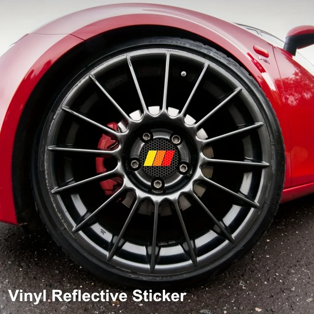 4Pcs 2D Flat Color Stripes Wheel Hub Vinyl Stickers, Waterproof Decal for Car Motorcycle Helmet Decor, Holiday Gift