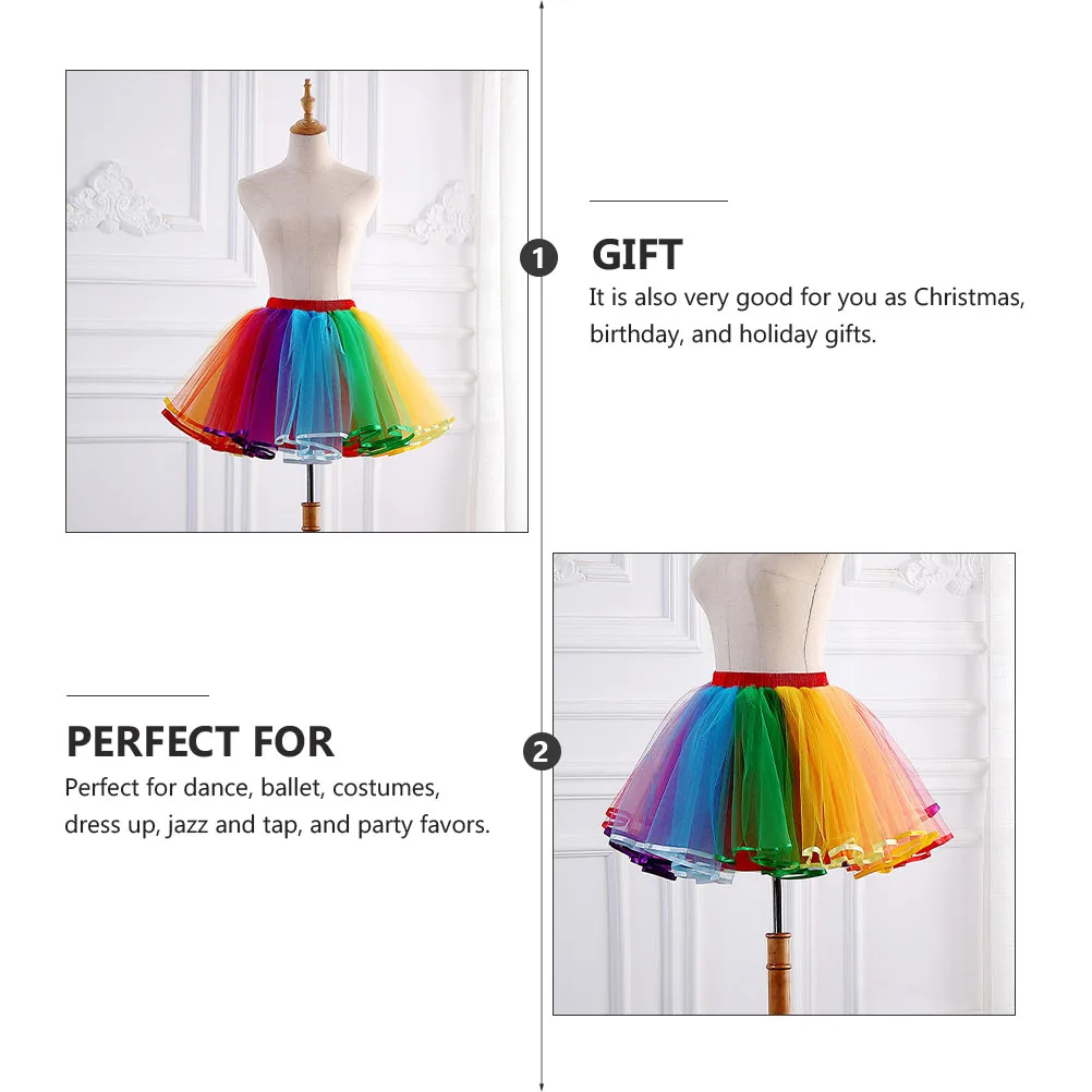 

Mesh Tutu Skirt Gauze Ballet Bubble Dress Rainbow Tulle Party Costumes Accessories Props Layered Netting Skirts Reusable Dance