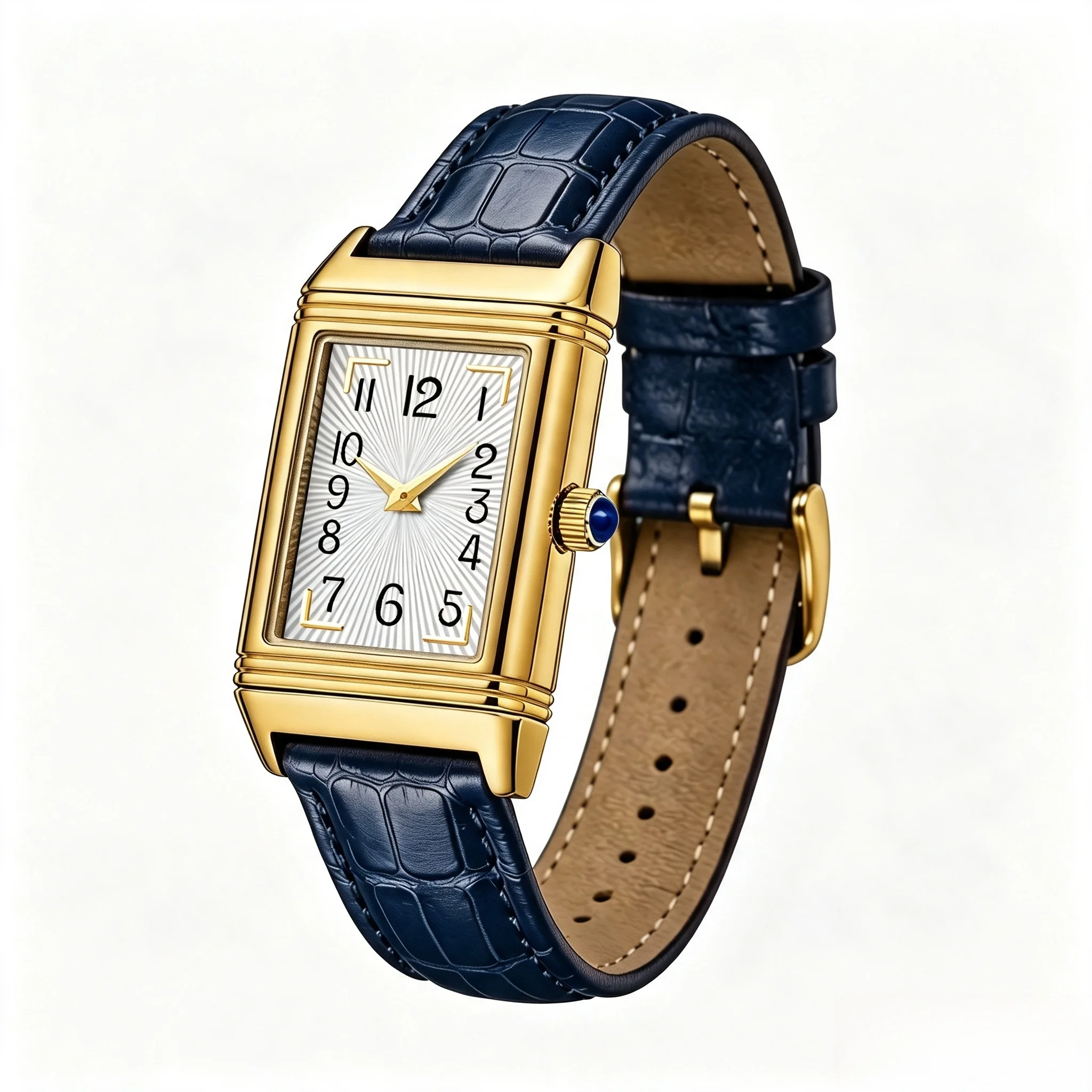 Montre carrée à charnière pour femme avec bracelet en cuir imperméable, minimaliste et polyvalent, à boucle ardillon pour un style tendance.