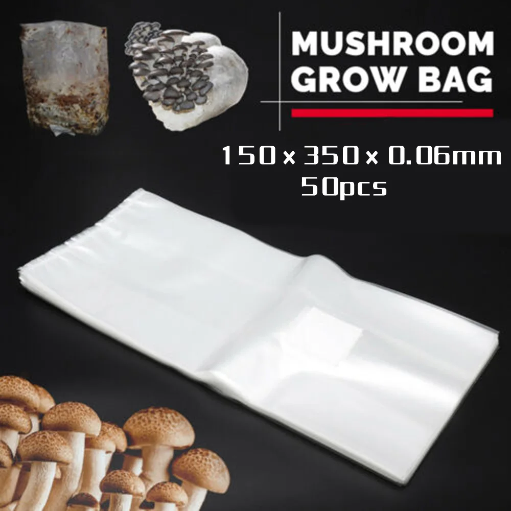 Mushroom Grow Bag, 50PCS Polypropylene Heat Resistant Bags, Ideal For Fungus And Grains, Shortened Mycelial Fermentation Cycle