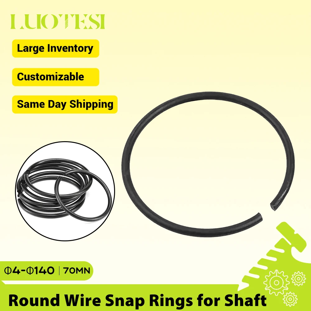 Roumd Wire Snap Rings for Shaft Black M4-M140 Round Wire C-Clips Snap Ring for Shaft Manganese Steel Snap Ring Circlip GB895.2