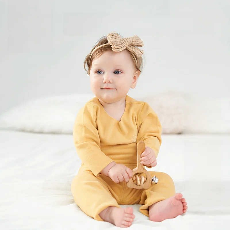 

Комплект термобелья OUYUN Baby Derong: теплый базовый слой с высокой талией для защиты живота, лонгслив и брюки, осень-зима