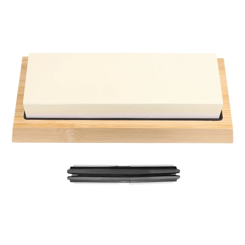 ABFA-Whetstone Set,5000/10000 Grit Double-Sided Knife Sharpening Stone For Kitchen,Non-Slip Bamboo Base And Angle Guide