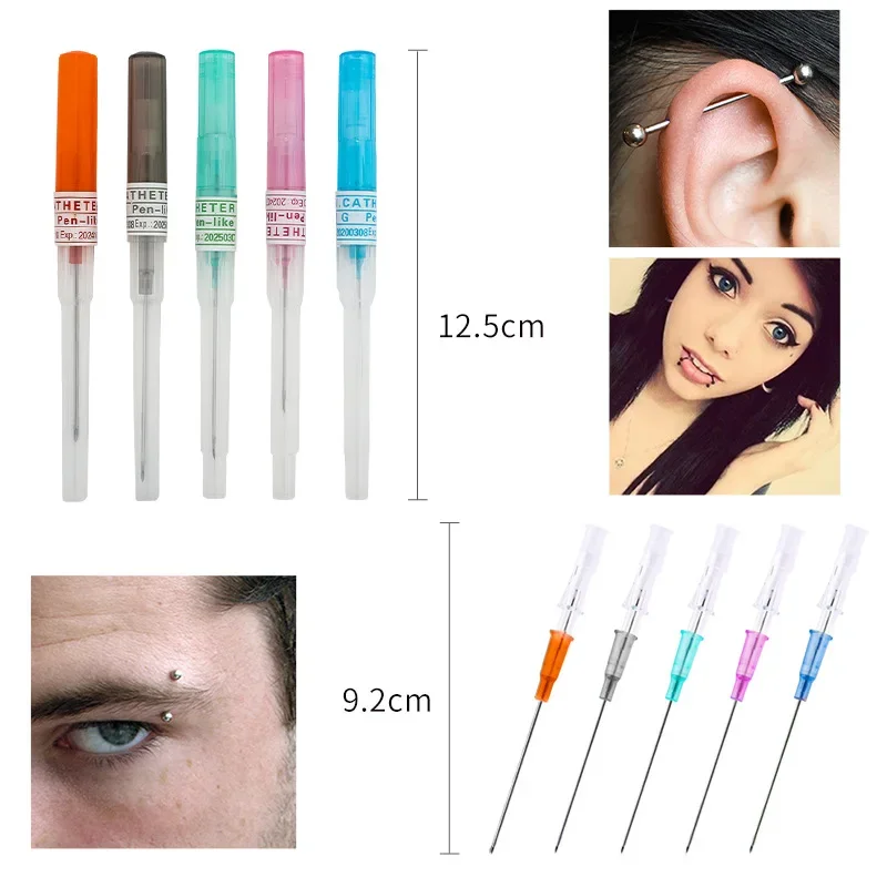 1 Pc Microblading I.V Catheter Gauge Sterilized Body Piercing Tattoo 14G 16G 18G 20G 22G 5 Sizes Eyebrow Ear Lips Sewing Needles