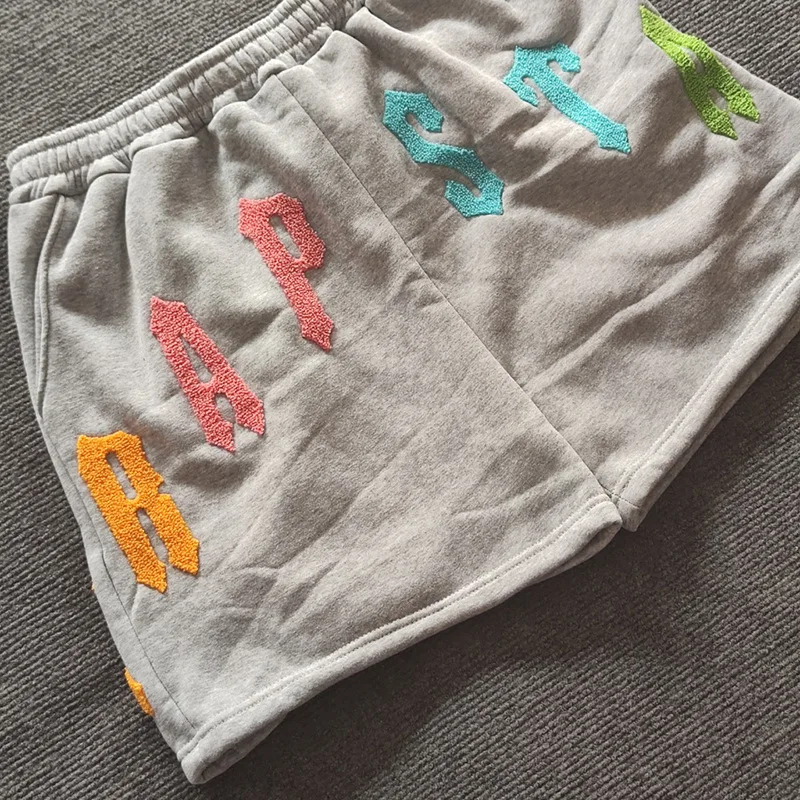 2025 Cross border Summer Towel Embroidered Casual Shorts Loose Trendy Pentagram Pants for Men and Women