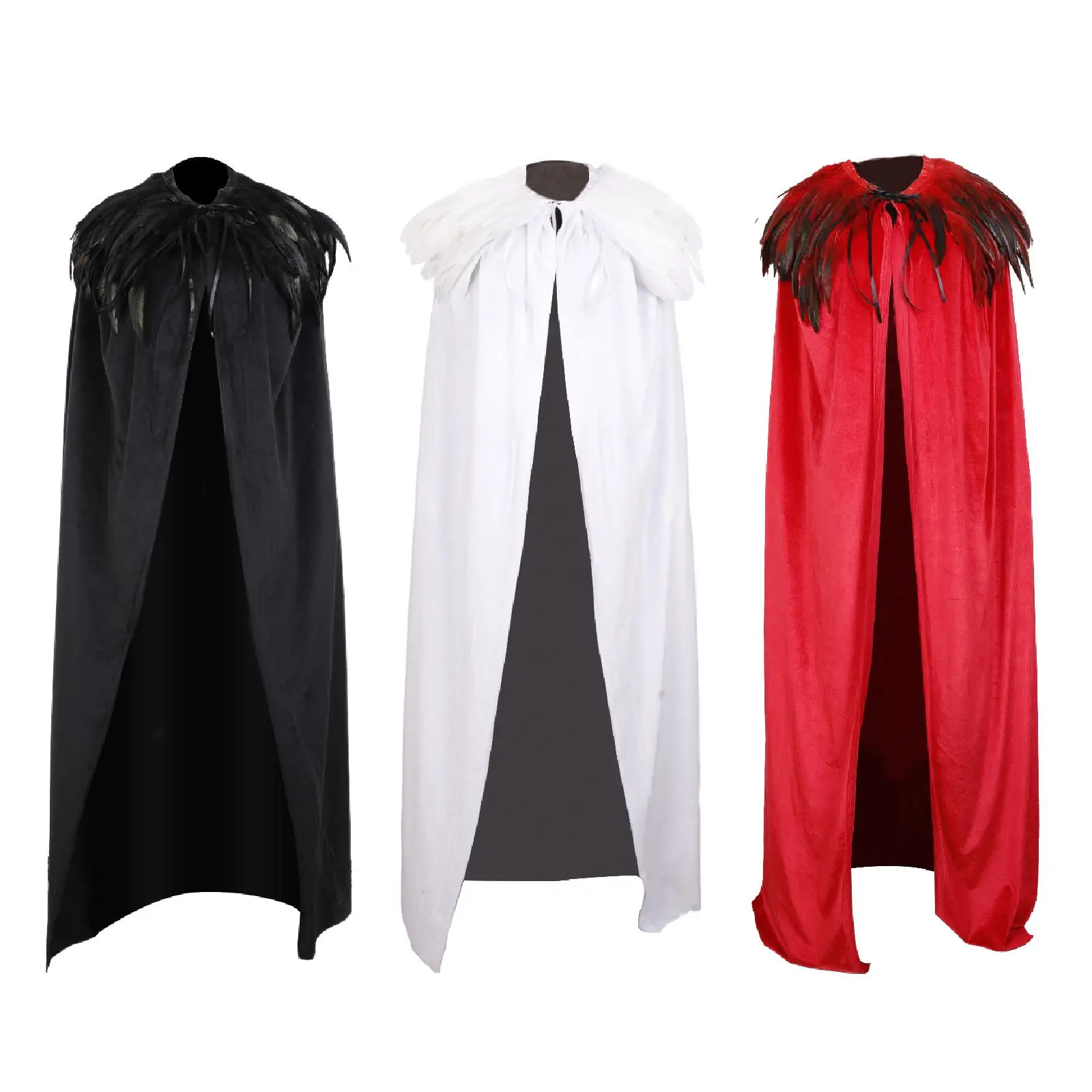 Velvet Cloak Soft Long Feather Cape for Easter Party Festival Role Play Dress up