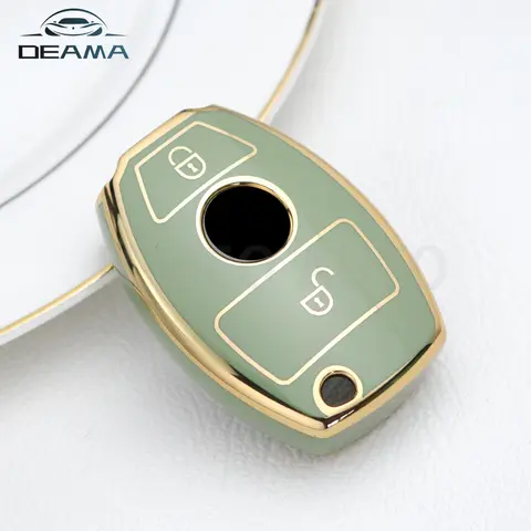 2 버튼 TPU 자동차 원격 키 케이스 커버 셸 Fob 메르세데스 벤츠 A B R G 클래스 GLK GLA GLC GLR W204 W210 W176 W202 W463