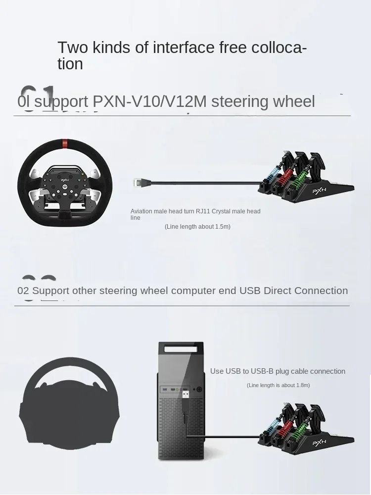 General computer PC racing game simulator steering wheel pedals G29/27/T300