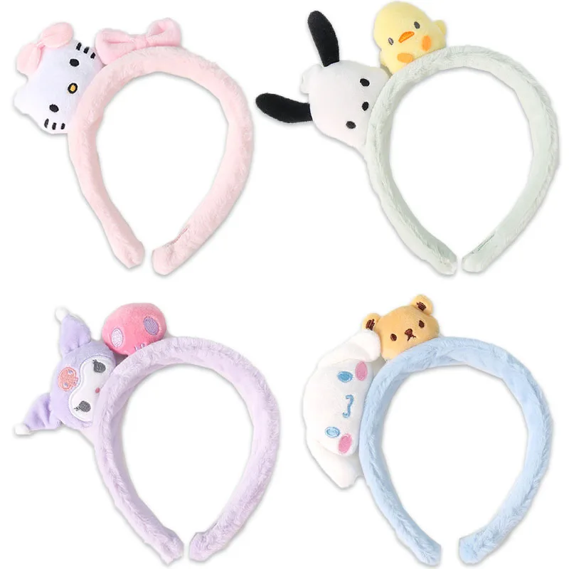 Sanrios Anime Hellokittys Cinnamoroll Pochacco Kuromi Plush Doll Hairpin Headwear Kawaii  Headband Bangs Hairpin Girls Gifts