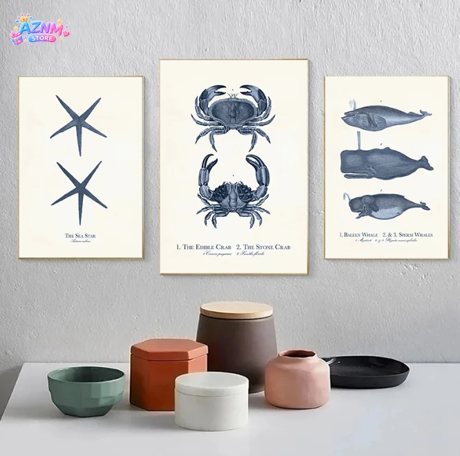2026 Fossil Fish Turtle Snail Star Tree Vintage Wall Art Canvas Painting Nordic Posters And Print Wall Pictures For Living Room