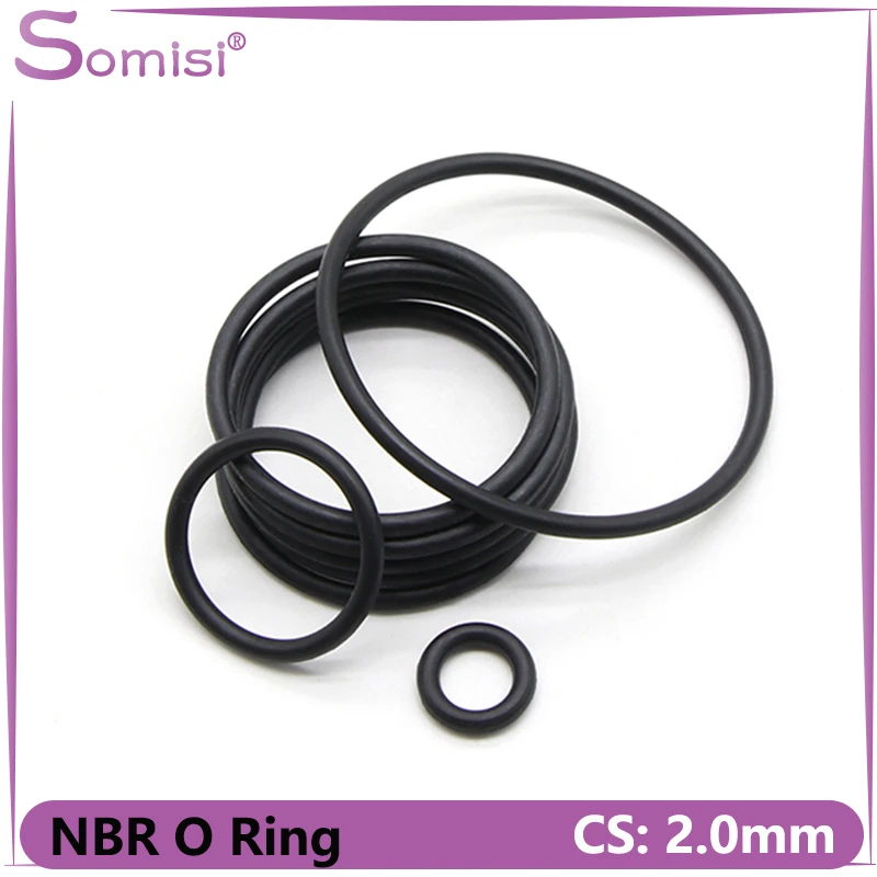 

10/50pcs NBR O Ring Nitrile Rubber Gasket Thickness CS 2mm OD 5~150mm Black Round Corrosion Oil Resist Sealing Washer O Rings