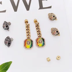 Medieval Jewelry Luxury Eagle Head Earrings Kurt G Eagle Head Chain Rainbow Layered Earrings for Women Gift London Brand Earring