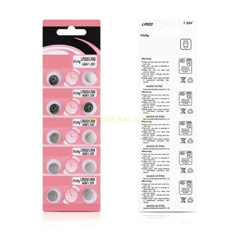 E56B 10PCS/20PCS AG6 LR920 저전력 가젯에 적합한 버튼 셀 배터리