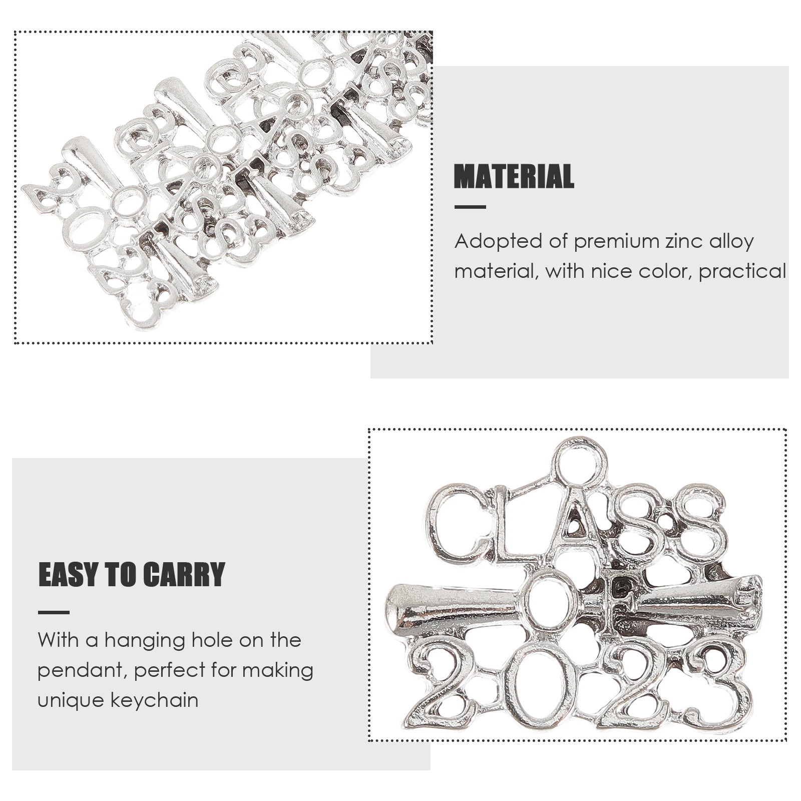 

20pcs Class Of 2023 Grad Charms Metal Decorative Charms For Diy Jewelry Making Keychain Pendant Necklace Decoration Small