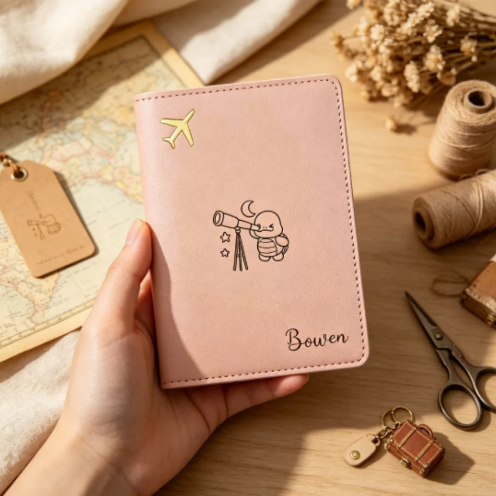 Couverture de passeport personnalisée avec nom, étui en cuir de haute qualité, cadeau de baptême réfléchit, cadeaux de Noël pour les membres de la famille