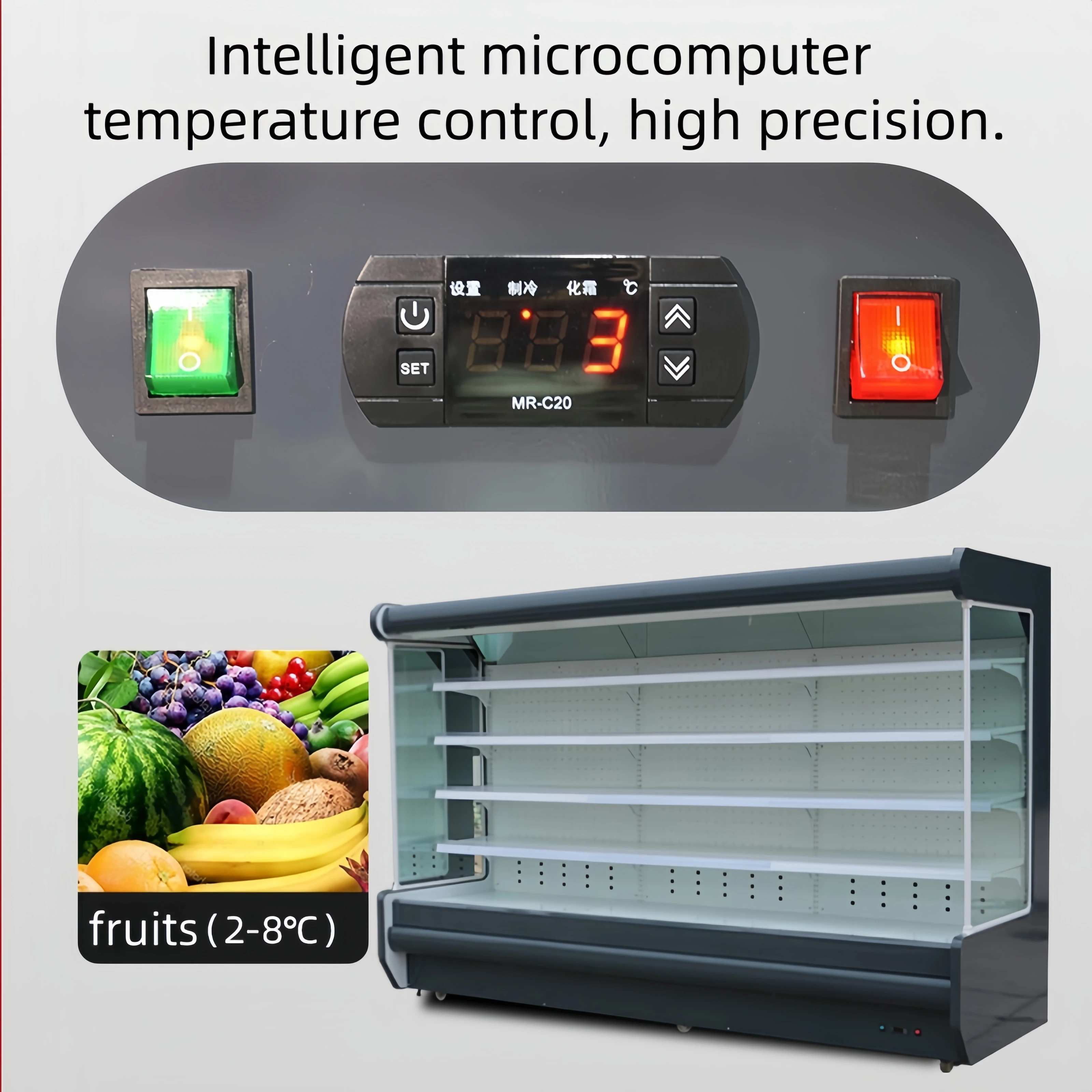 Commercial Supermarket air Curtain Cabinet Fruit and Vegetable Fresh Keeping Cabinet Milk Beverage Refrigerated Display Cabinet